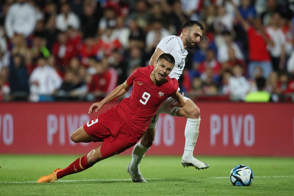 Dejan Joveljić u dresu reprezentacije Srbije tokom utakmice protiv Jordana.