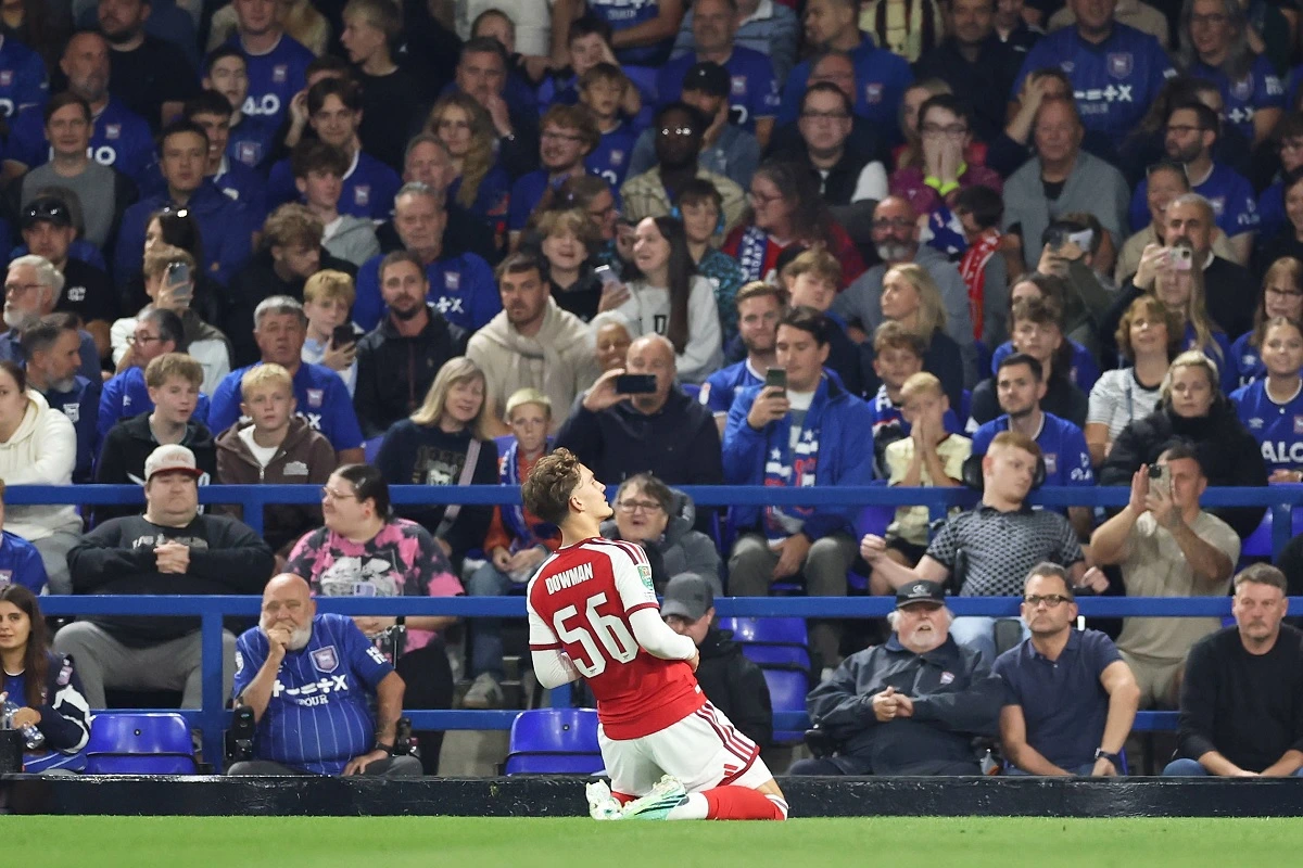 Maks Dauman (Arsenal) slavi pogodak protiv Ipsviča.